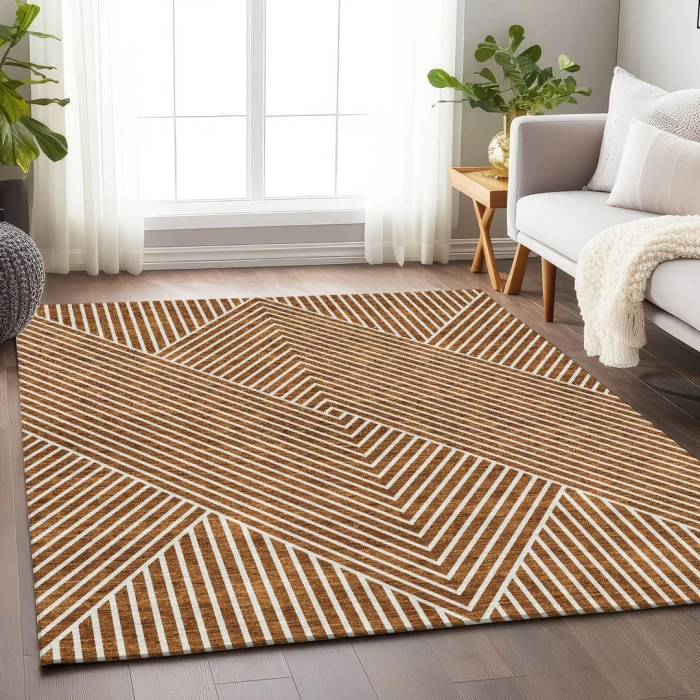 Addison Mayfield Orange AMF937 - 8ft. Round Rug