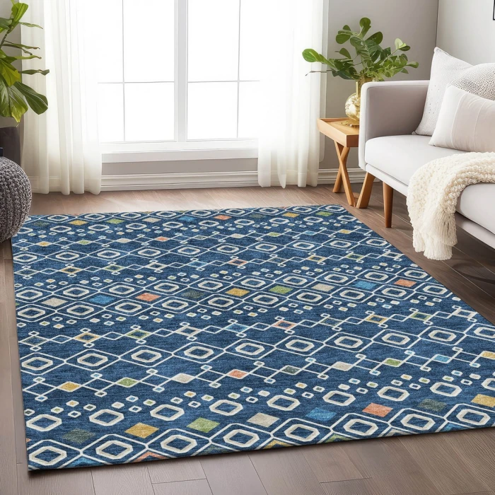 Addison Mayfield Blue AMF938 - 8ft. Round Rug
