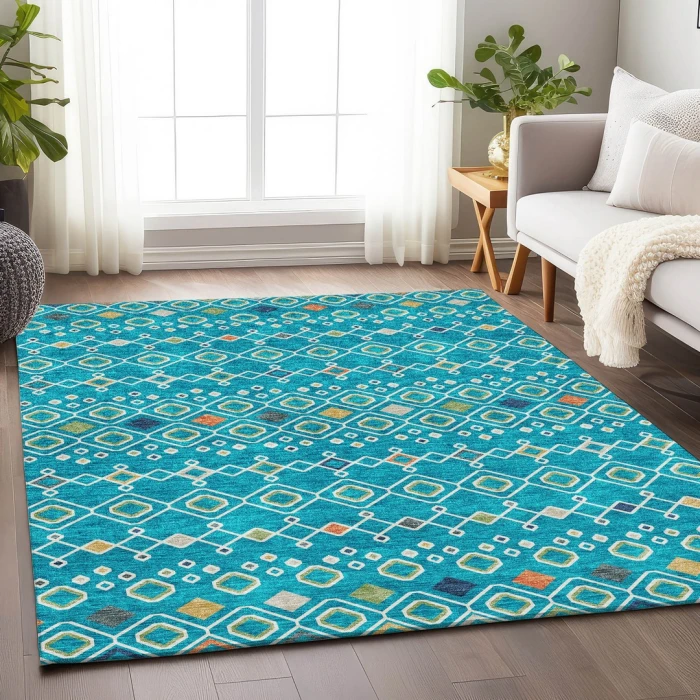 Addison Mayfield Teal AMF938 - 8ft. Round Rug