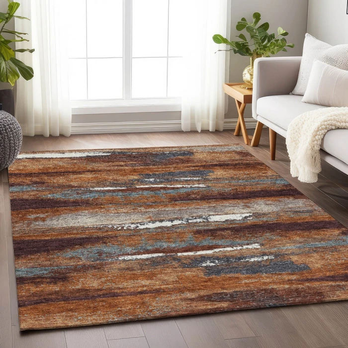 Addison Mayfield Orange AMF942 - 8ft. Round Rug