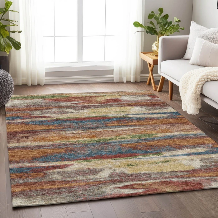Addison Mayfield Orange AMF942 - 8ft. Round Rug