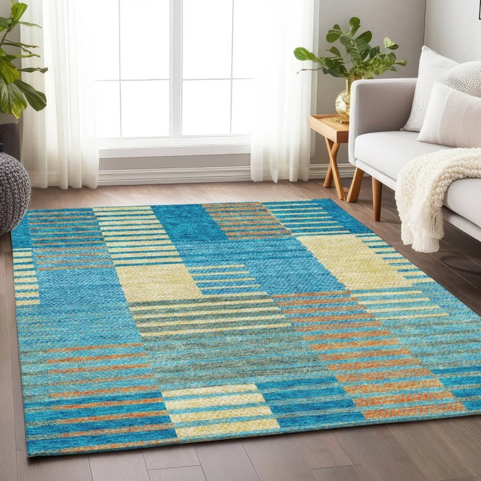 Addison Mayfield Teal AMF954 - 8ft. Round Rug