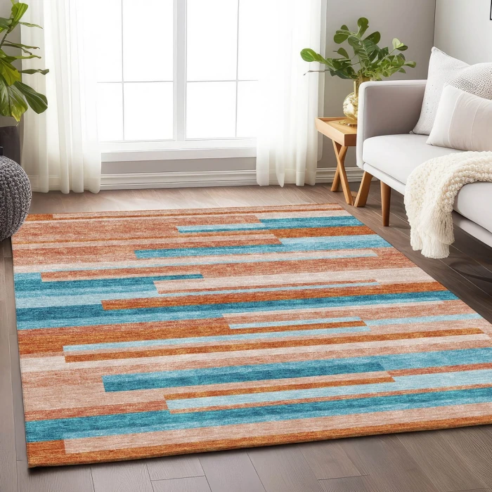 Addison Mayfield Orange AMF956 - 8ft. Round Rug