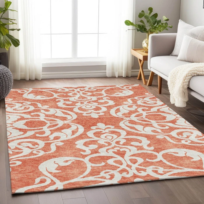 Addison Mayfield Orange AMF973 - 8ft. Round Rug