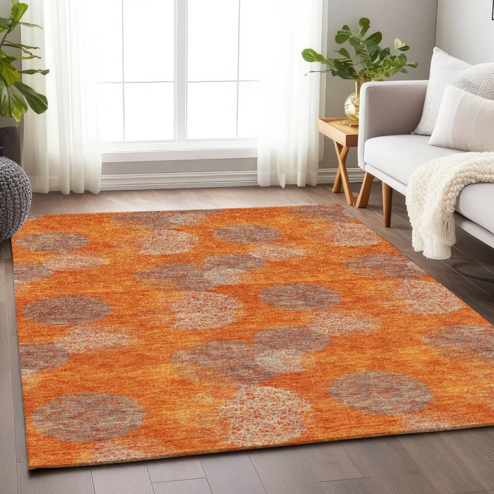 Addison Mayfield Orange AMF977 - 8ft. Round Rug
