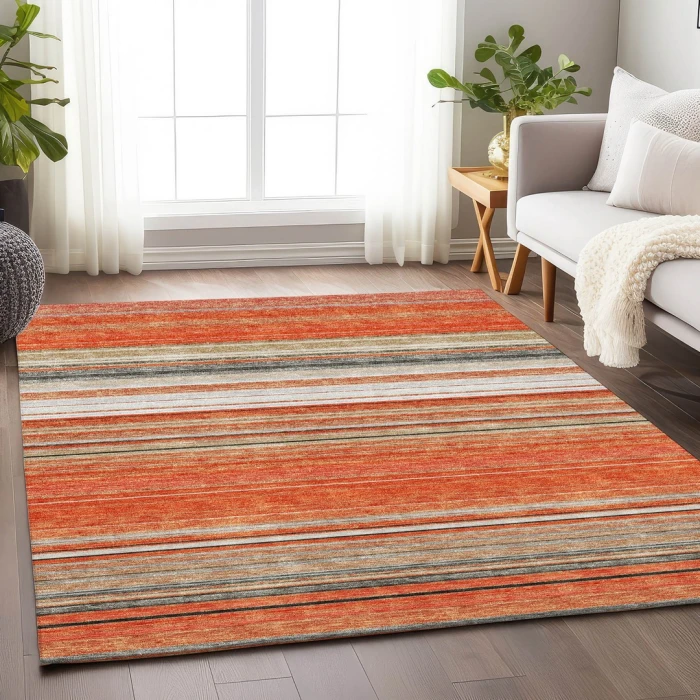 Addison Mayfield Orange AMF979 - 8ft. Round Rug