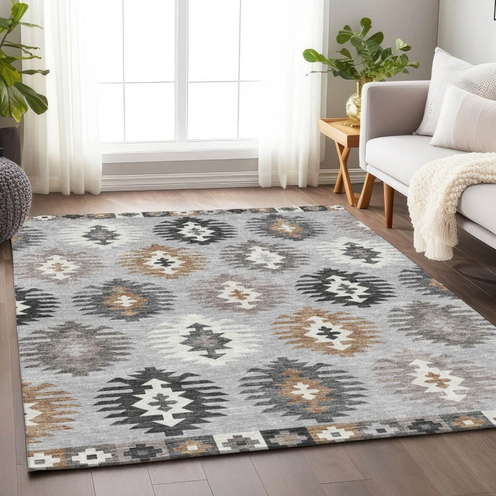 Addison Mayfield Gray AMF983 - 8ft. Round Rug