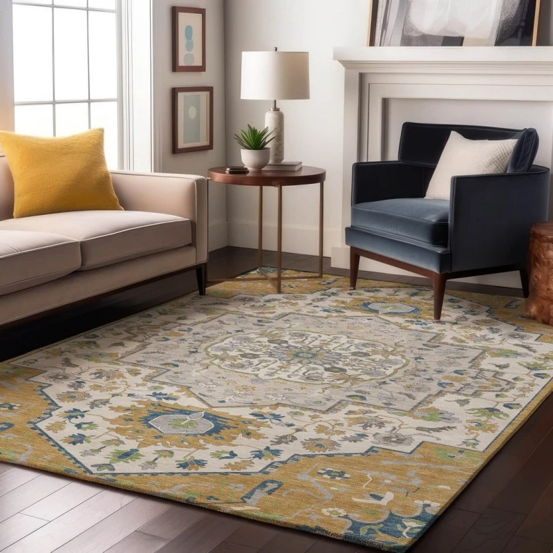 Addison Mayfield Gold AMF985 - 8ft. Round Rug
