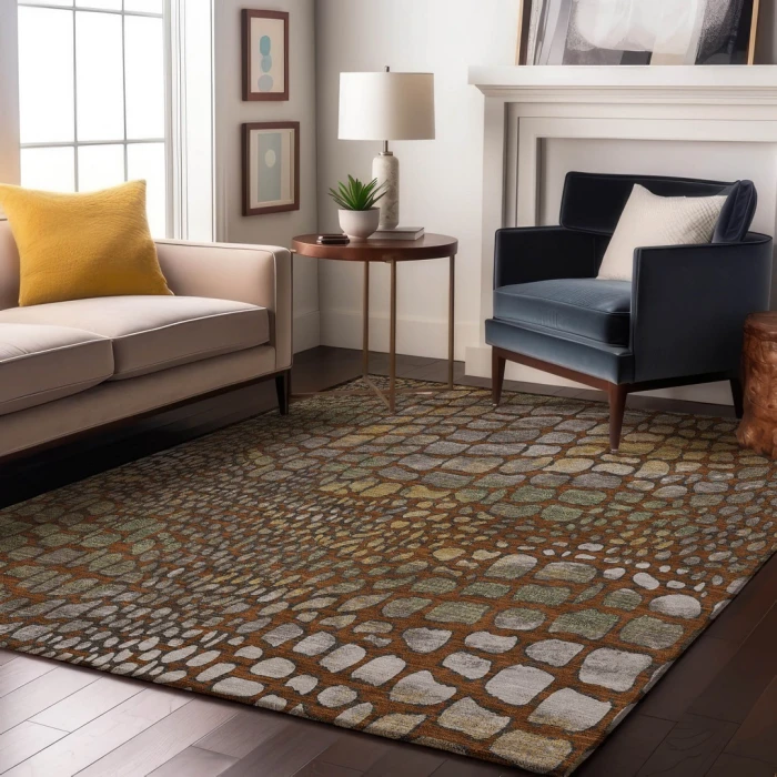 Addison Mayfield Orange AMF988 - 8ft. Round Rug