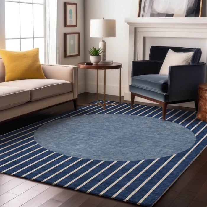 Addison Mayfield Blue AMF994 - 8ft. Round Rug