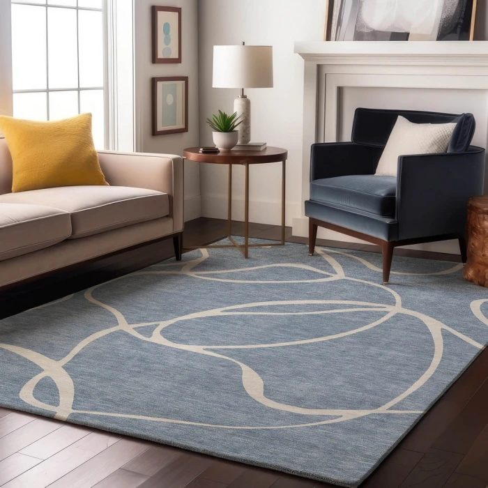 Addison Mayfield Blue AMF999 - 8ft. Round Rug