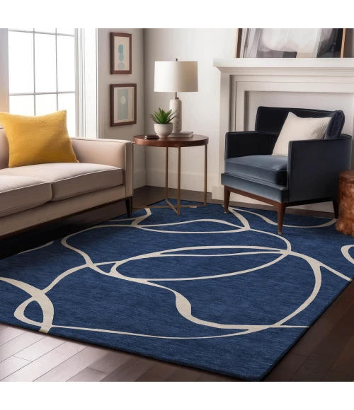 Addison Mayfield Blue AMF999 - 8ft. Round Rug