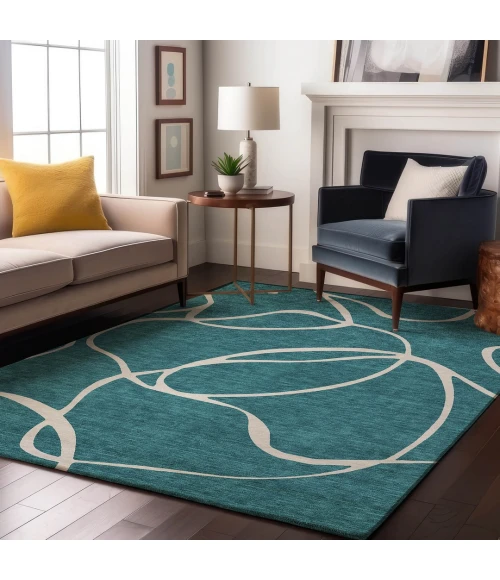 Addison Mayfield Teal AMF999 - 8ft. Round Rug