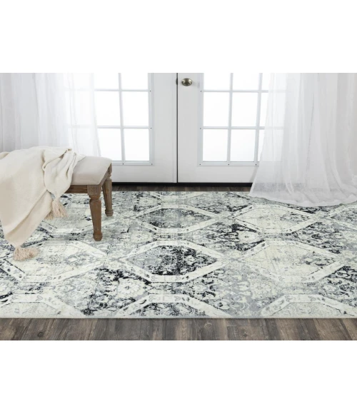 Rugs Town Aurora Ivory/ Black 005112 5 ft. X 8 ft. Rectangle Rug