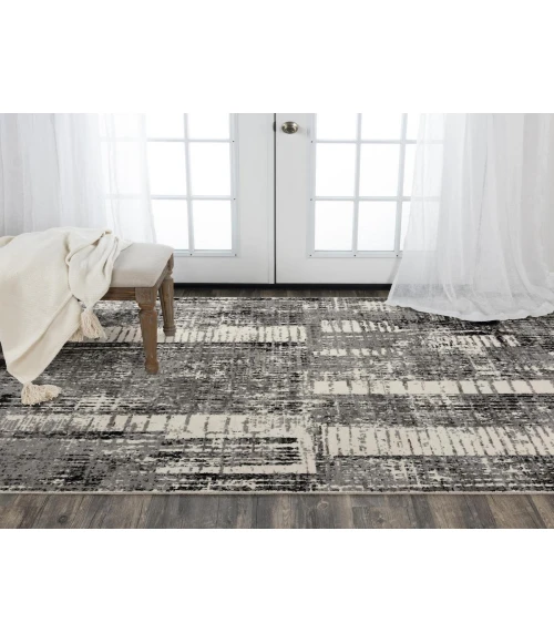 Rugs Town Aurora Grey/ Black 005115 5 ft. X 8 ft. Rectangle Rug