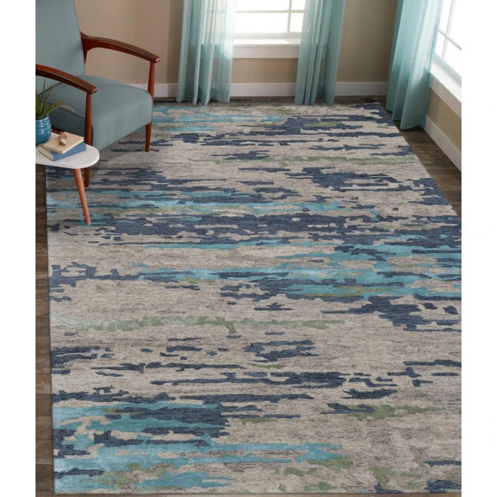 Amer Abstract Glencoe Sand Hand-tufted Wool Blend Area Rug 8'x10'