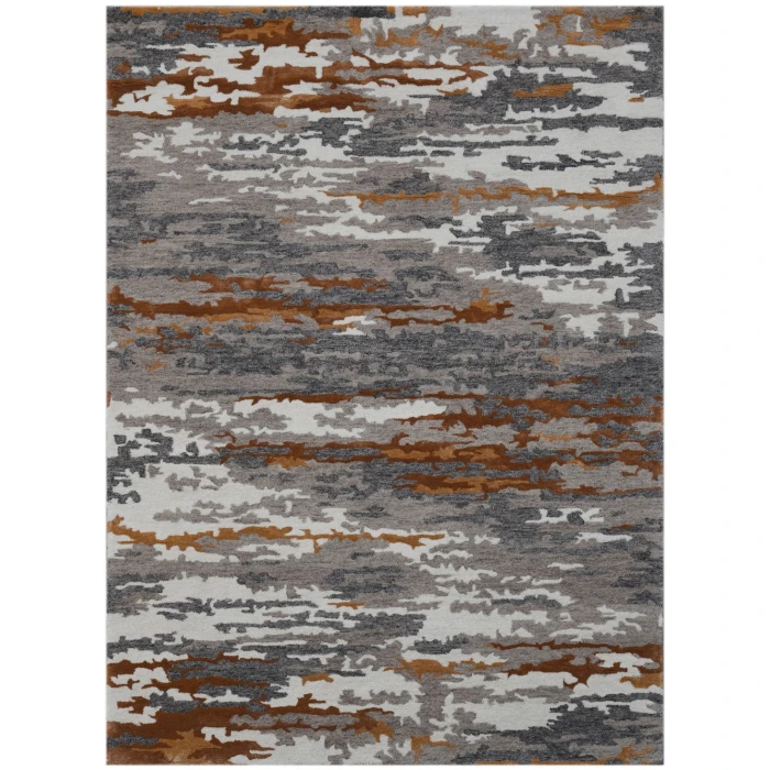 Amer Abstract Glencoe Orange Hand-tufted Wool Blend Area Rug 4'x6'