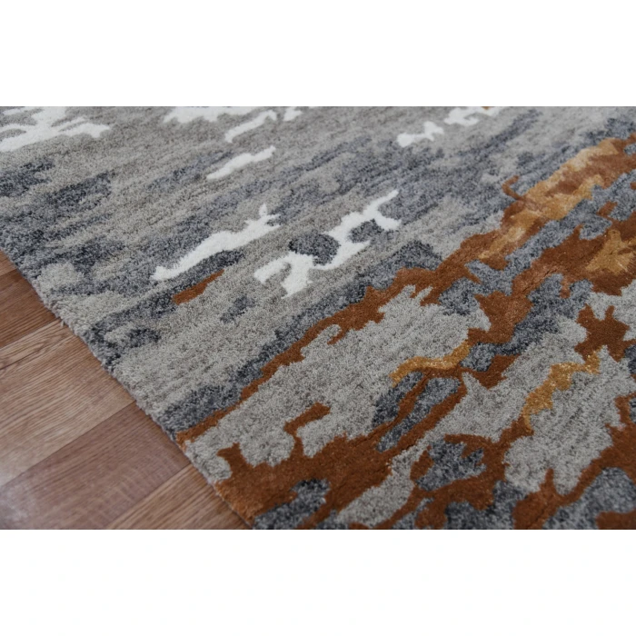 Amer Abstract Glencoe Orange Hand-tufted Wool Blend Area Rug 4'x6'