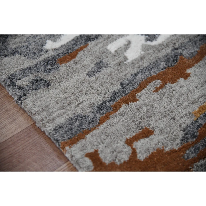 Amer Abstract Glencoe Orange Hand-tufted Wool Blend Area Rug 4'x6'