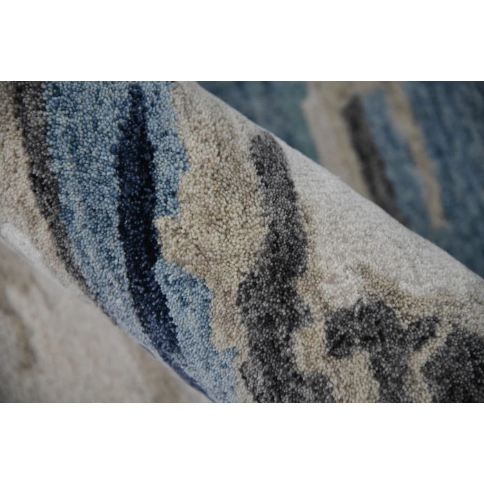 Amer Abstract Gunter Blue Hand-tufted Wool Blend Area Rug 5'x8'