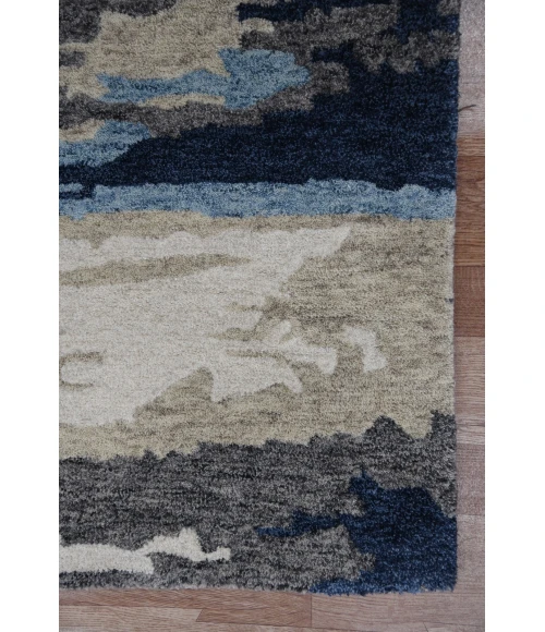 Amer Abstract Gunter Blue Hand-tufted Wool Blend Area Rug 5'x8'