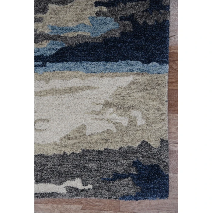 Amer Abstract Gunter Blue Hand-tufted Wool Blend Area Rug 5'x8'