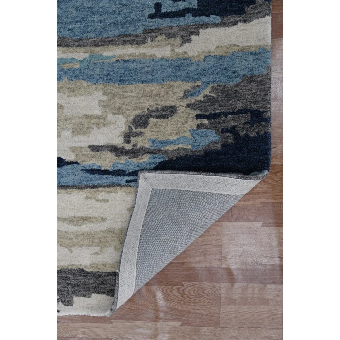 Amer Abstract Gunter Blue Hand-tufted Wool Blend Area Rug 5'x8'