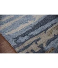 Amer Abstract Gunter Tan/Blue Hand-tufted Wool Blend Area Rug 8'x10'