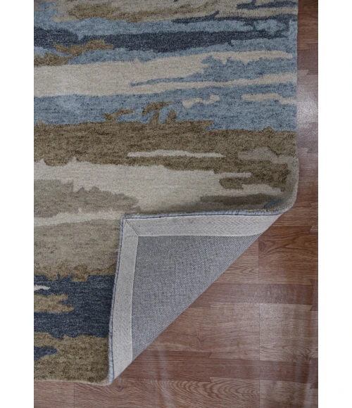 Amer Abstract Gunter Tan/Blue Hand-tufted Wool Blend Area Rug 8'x10'