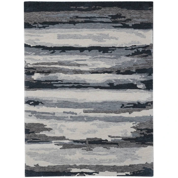 Amer Abstract Gunter Dark Gray Hand-tufted Wool Blend Area Rug 8'x10'