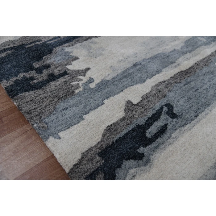 Amer Abstract Gunter Dark Gray Hand-tufted Wool Blend Area Rug 8'x10'