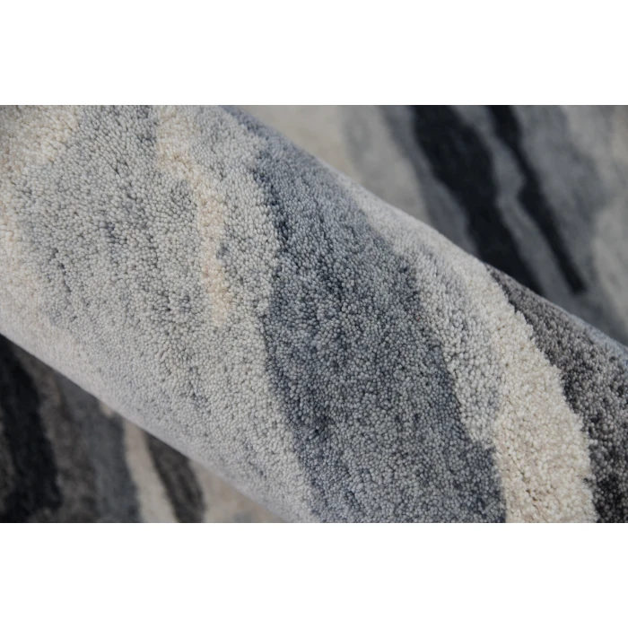 Amer Abstract Gunter Dark Gray Hand-tufted Wool Blend Area Rug 8'x10'