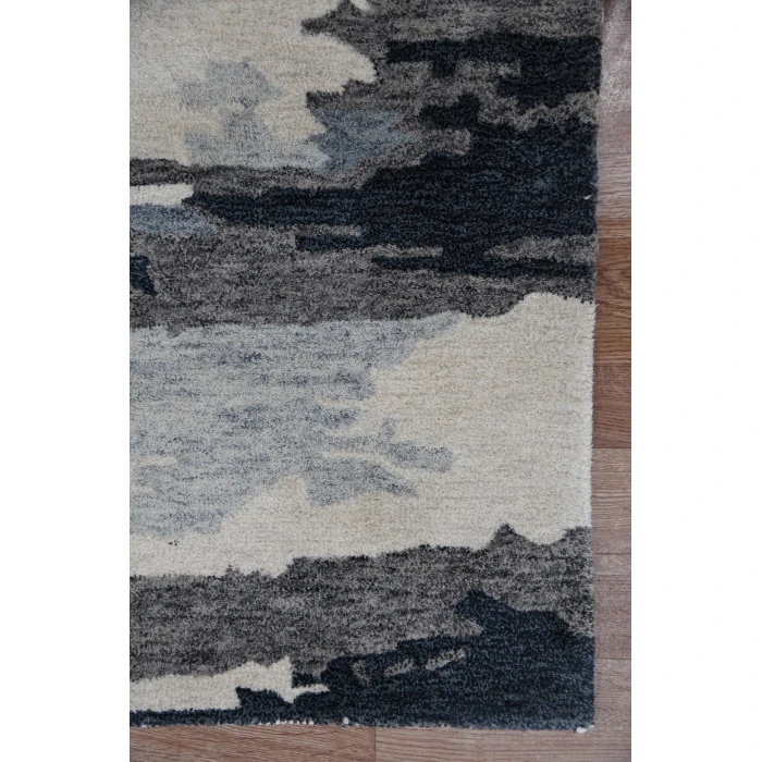Amer Abstract Gunter Dark Gray Hand-tufted Wool Blend Area Rug 8'x10'
