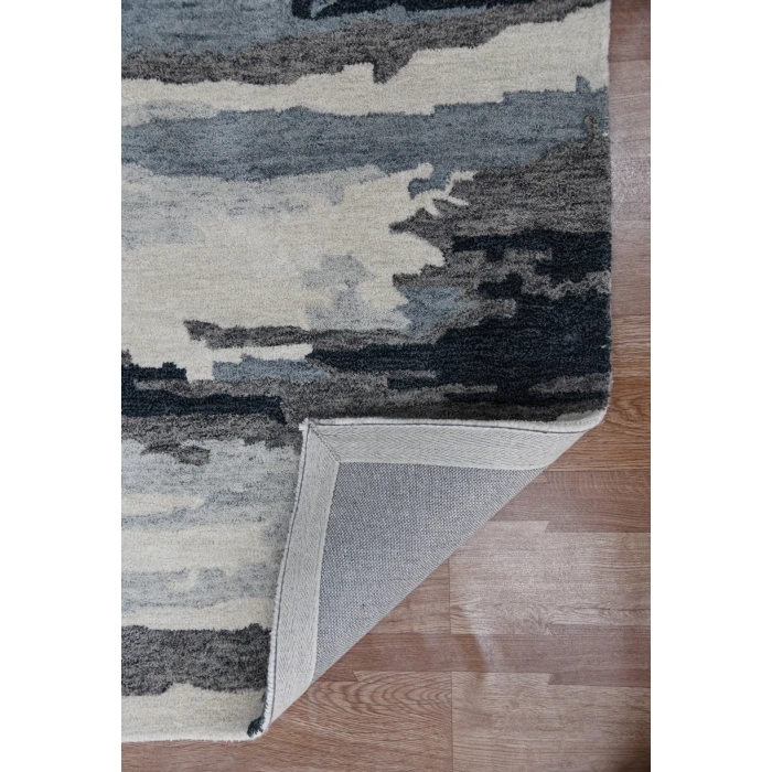 Amer Abstract Gunter Dark Gray Hand-tufted Wool Blend Area Rug 8'x10'