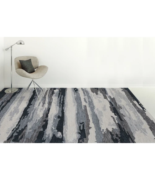 Amer Abstract Gunter Dark Gray Hand-tufted Wool Blend Area Rug 8'x10'