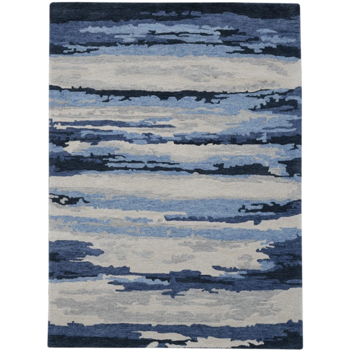 Amer Abstract Gunter Navy Hand-tufted Wool Blend Area Rug 2'x3'