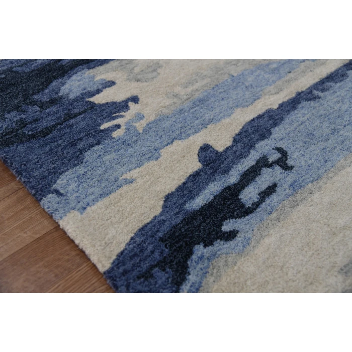 Amer Abstract Gunter Navy Hand-tufted Wool Blend Area Rug 2'x3'