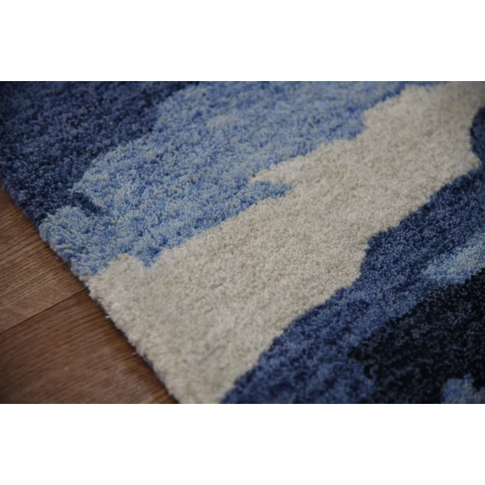 Amer Abstract Gunter Navy Hand-tufted Wool Blend Area Rug 2'x3'