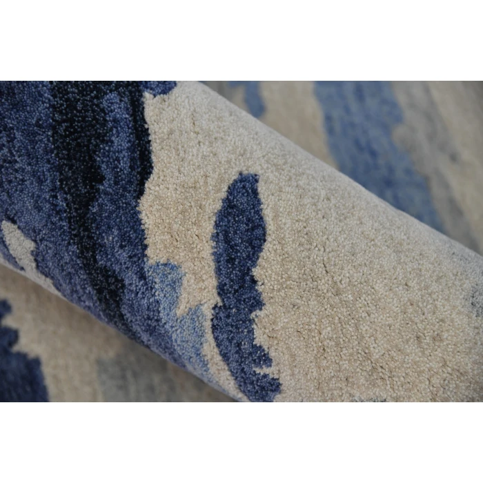Amer Abstract Gunter Navy Hand-tufted Wool Blend Area Rug 2'x3'