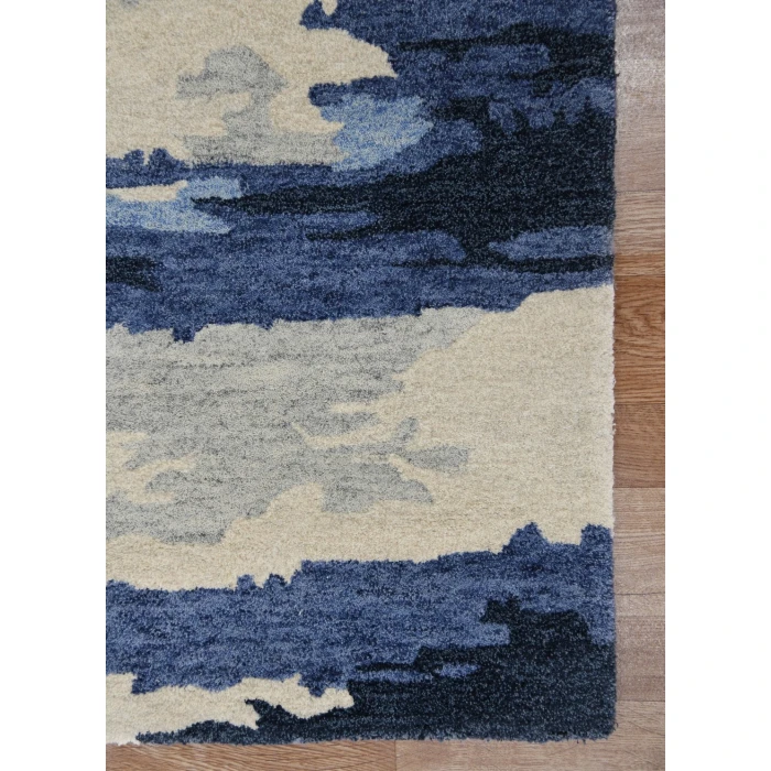 Amer Abstract Gunter Navy Hand-tufted Wool Blend Area Rug 2'x3'
