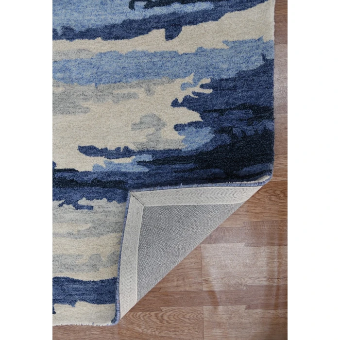 Amer Abstract Gunter Navy Hand-tufted Wool Blend Area Rug 2'x3'
