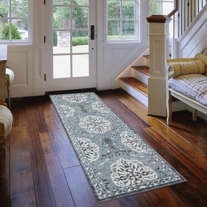 Amer Alexandria Banbury Blue Bordered Runner Rug 2'x6'