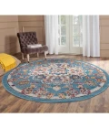 Amer Alexandria Prescott Blue Medallion Round Rug 6'7"x6'7"