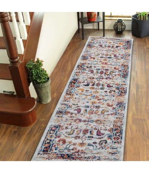 Amer Alexandria Cochise Orange Bordered Runner Rug 2'6"x10'3"