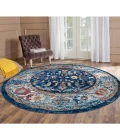 Amer Alexandria Cochise Blue Bordered Round Rug 6'7"x6'7"
