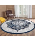 Amer Alexandria Wiltshire Navy Medallion Round Rug 6'7"x6'7"