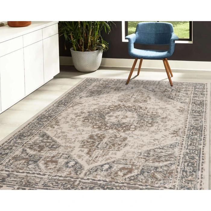 Alpine Hashlei Light Beige Medallion Area Rug