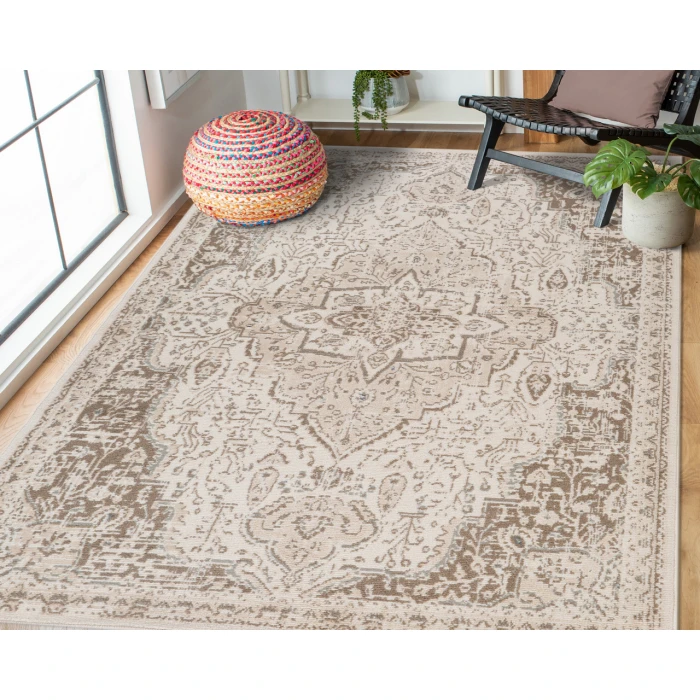 Alpine Imara Light Cream Medallion Area Rug