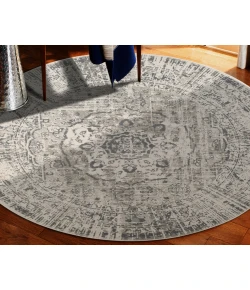 Amer Alpine Dale Medium Gray Medallion Round Rug 7'10" x 7'10"