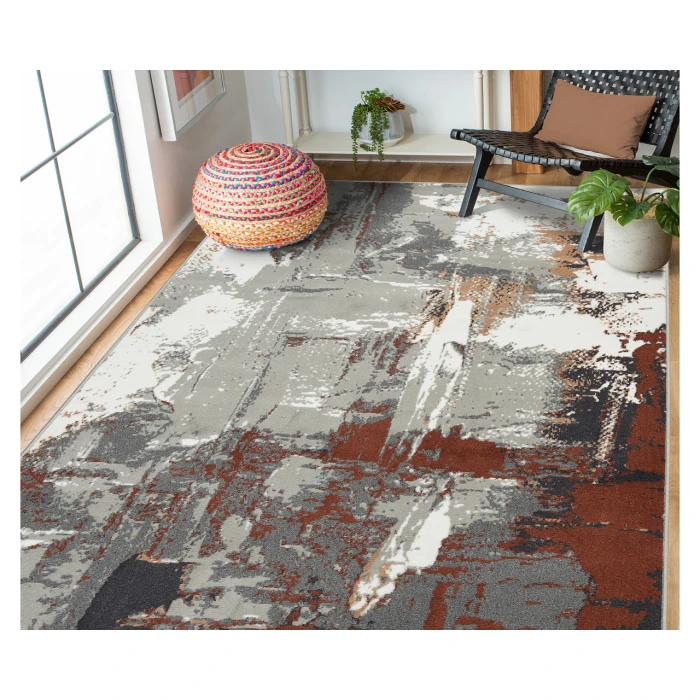 Alpine Ehra Rust Abstract Area Rug